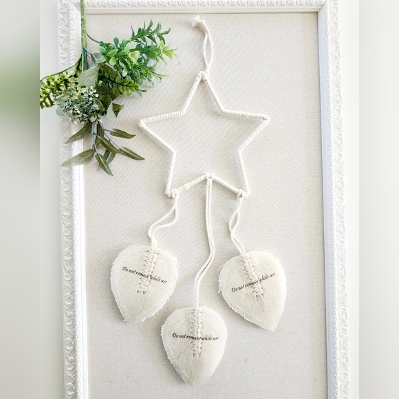 Decor - boho star & leaf macrame fringe hanging mobile - Picture 4 of 7